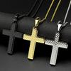 Christian Checkered Jesus Cross Pendant Necklace for Man Women Stainless Steel Gold Color Amulet Faith Hip Hop Chain Jewelry