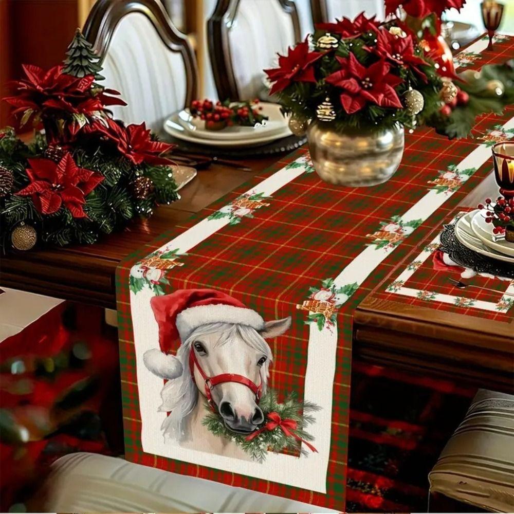 Snowman Christmas Table Runner Elk Merry Christmas Decorations New Christmas Tablecloth  Home Decor