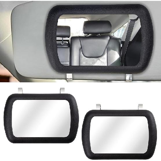 Car Visor Mirror, Universal Clip-On Automotive Sun Visor Vanity Mirror For SUVs And Various Vehicles, Car Accessories Interior For Women, Black