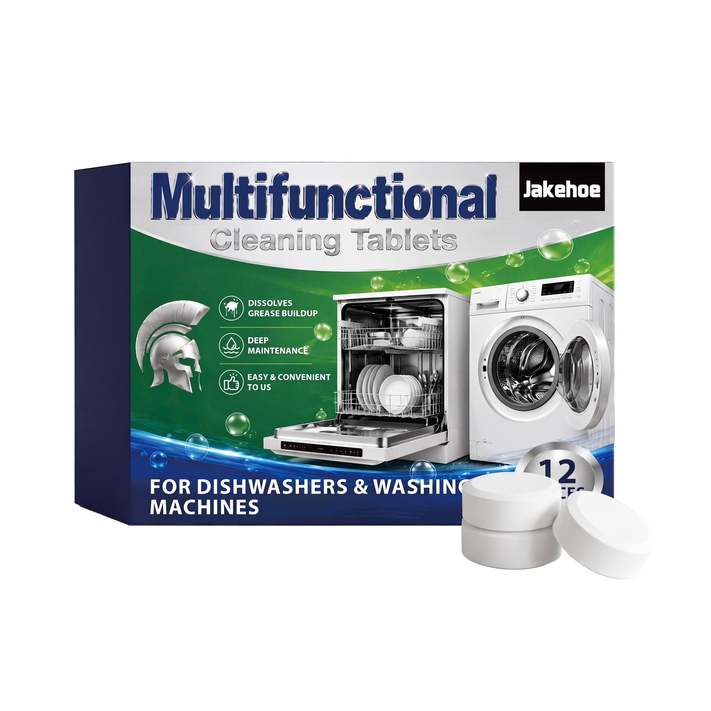 Jakehoe Multifunctional cleaning tablets Gently cleans, removes stains, and dissolves oil stains, suitable for washing machines and dishwashers