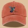 Pc Stilvolle LKW-Kappe mit Kolibri-Aufdruck Vintage-Waschung Baseballkappe Verstellbare Größe Atmungsaktiv Outdoor Unisex Sonnenhut für H