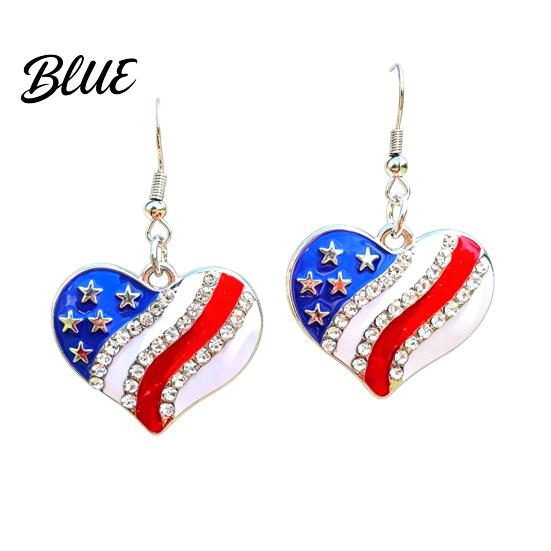 Exquisite Earrings USA Flag for Women Patriotic Red White Blue