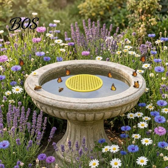 Bright Yellow Bee Float Floating Island, Honeycomb Design Drinking Platform, Safe Pollinator Garden Accessory for Bees Butterflies Cup Backyard