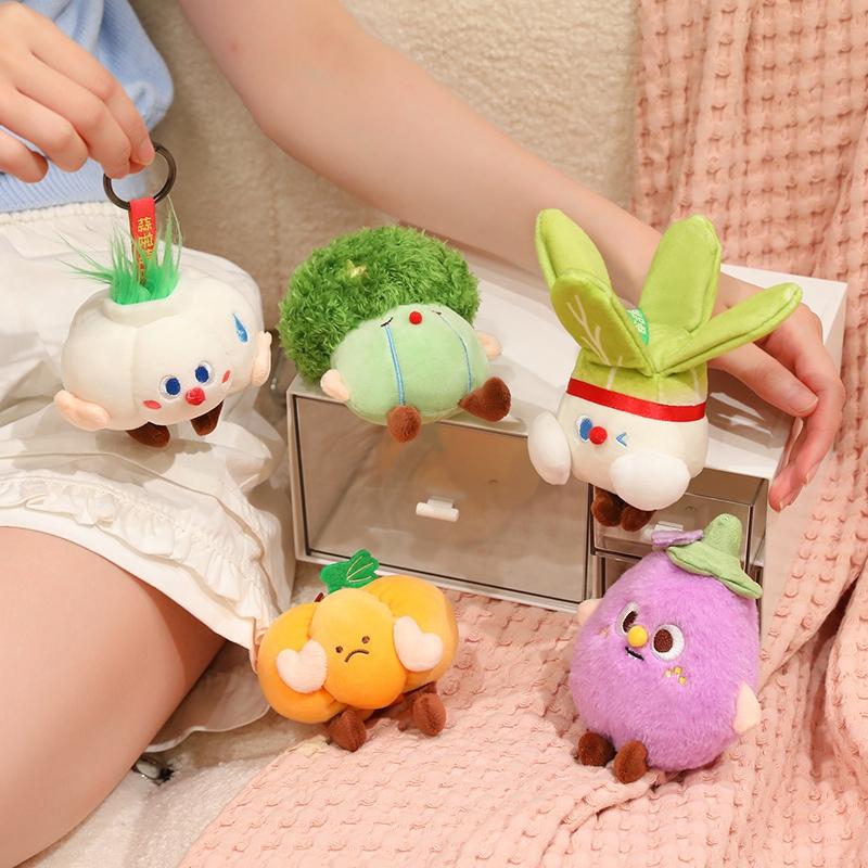 Fruits Plush Toy Pumpkin Garlic Green Vegetables Eggplant Broccoli Soft Stuffed Plushie Doll Pendant Baby Gift