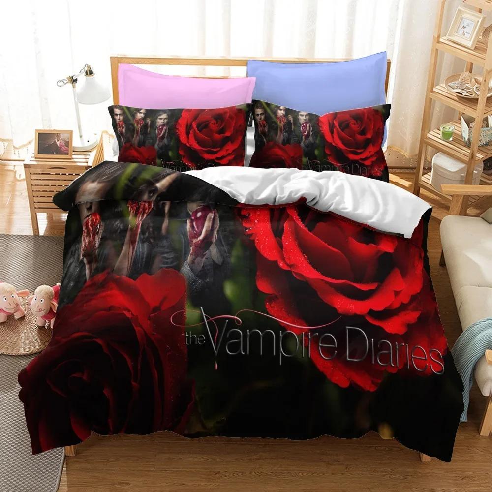 3D Printed The Vampire Diaries Bedding Set 3D Printed Suitable for Bedroom Duvet Cover Set With Pillowcases Kids Home Textile