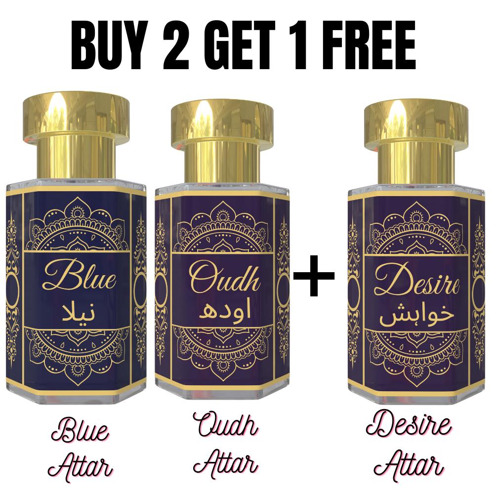 Аттар Уда и Синий Аттар с бесплатным Аттаром Желания Древесная Свежая и Теплая Восточная Ароматическая Комбинация Безспиртовые Унисекс Масла-Парфюм в Роликовом Флаконе 3 6 мл Pack - 6 ml 653₽