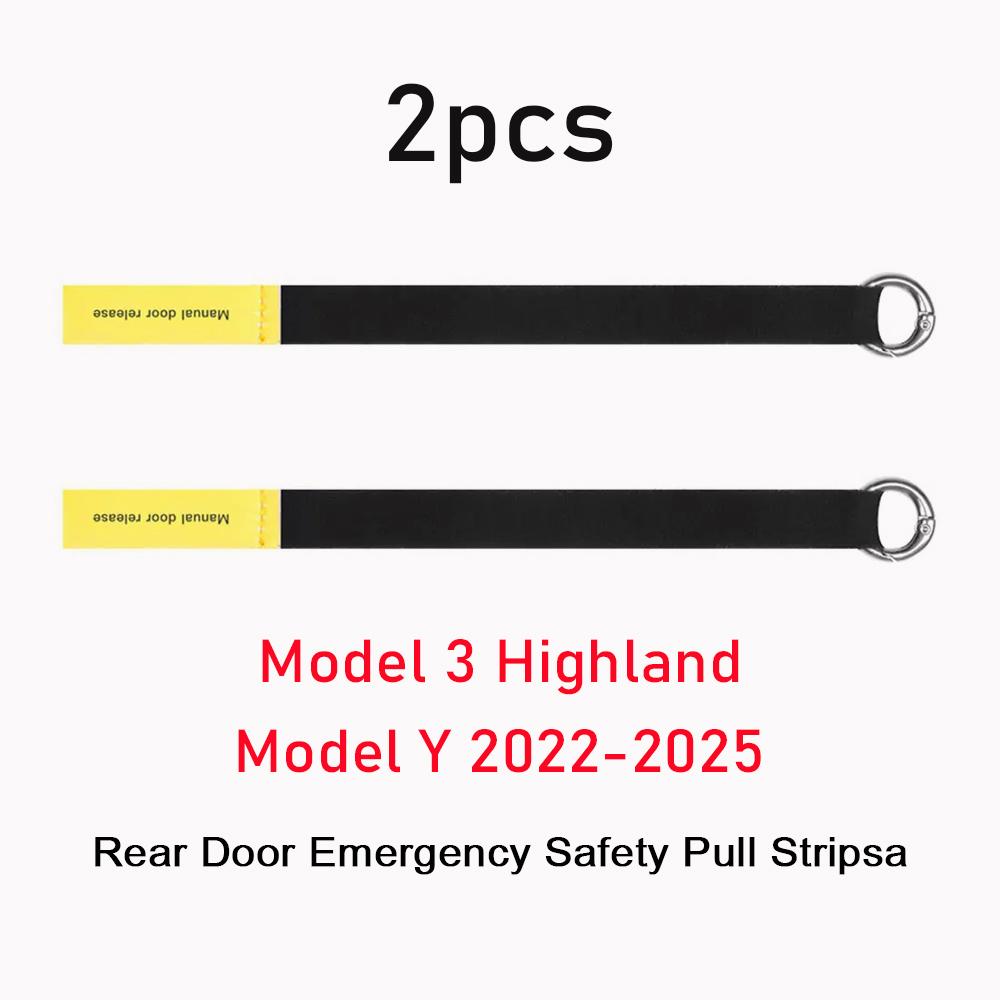 For Tesla Model Y Model 3 Highland 2025 2025 Rear Door Mechanical Switch Handle Emergency Puller Button Rope Car Accessories