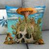 45X45cm Pilz Kunst Kissenbezug Quadratischer Reißverschluss Baumwolle Leinen Kissenbezüge Schlafzimmer Zuhause Büro Dekorativer Kissenbezug WJY12.25