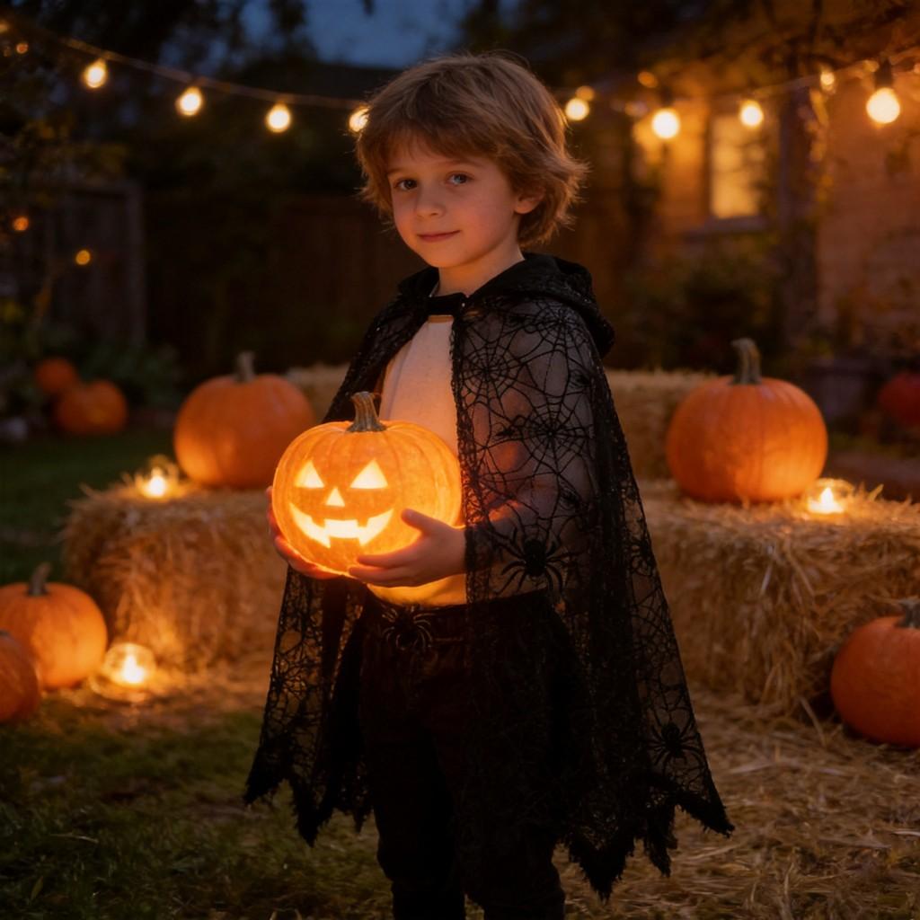 Halloween Spider Web Lace Cape For Kids And Adults Cosplay Party Costume