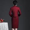 2025 Autumn Elegant Wine Red Plus Size Two-Piece Set: Long Sleeve Jacket & Mother's Wear