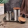 380/530ml Coffee Canisters Round Stainless Steel Coffee Storage Jar with Wood Lid Reusable Sealed Jar