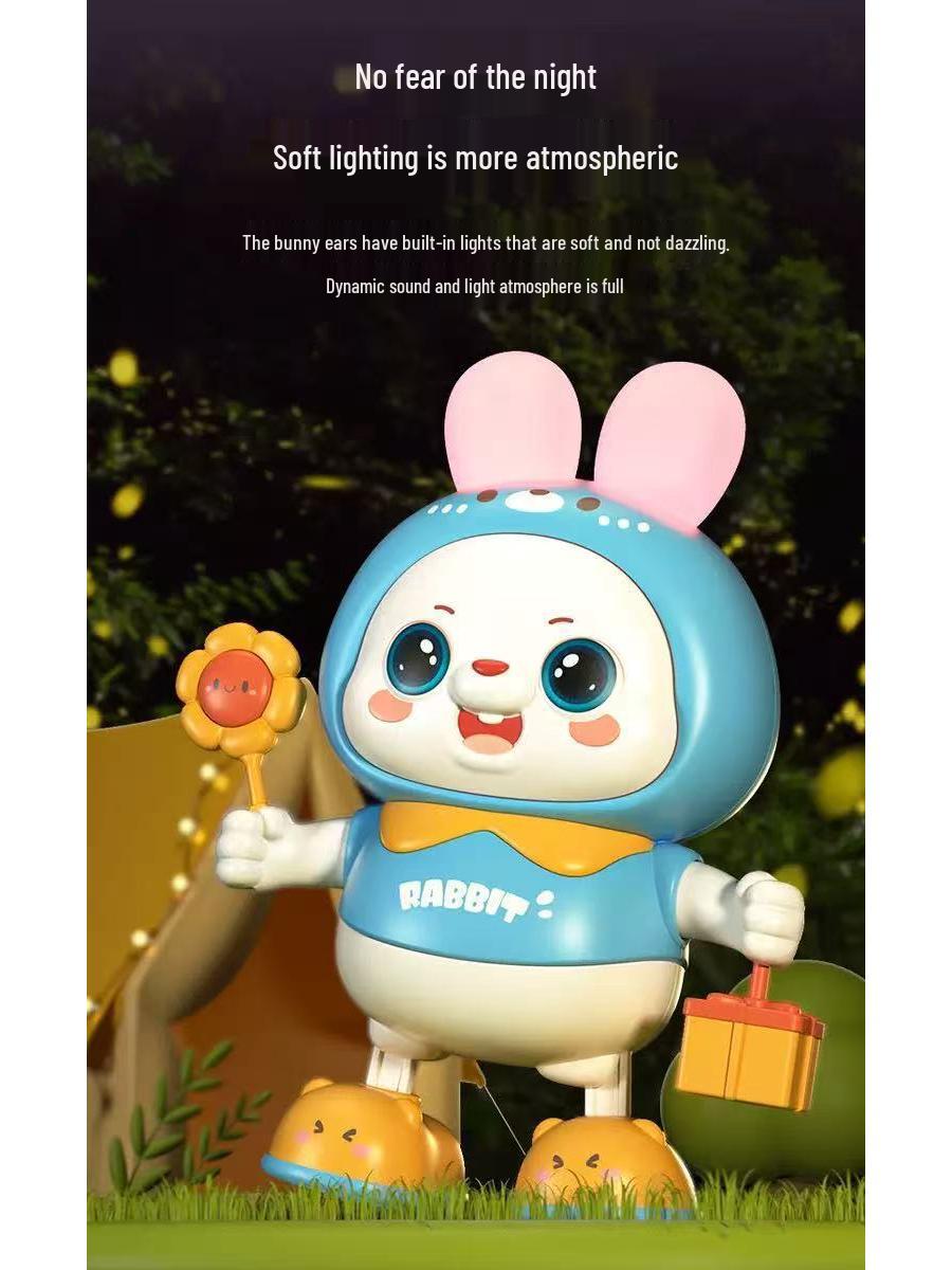 USB-Charge Electric Dancing Rabbit Toy: Somersault, Crawl, Sound & Movement for Kids.