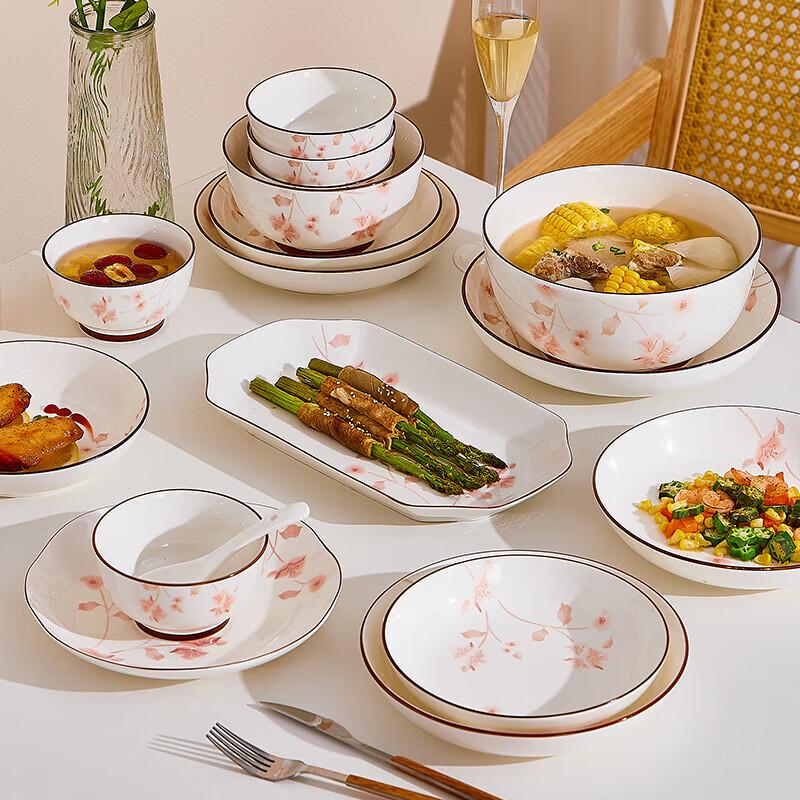 Nordic Ceramic Floral Underglaze Dinner Plates