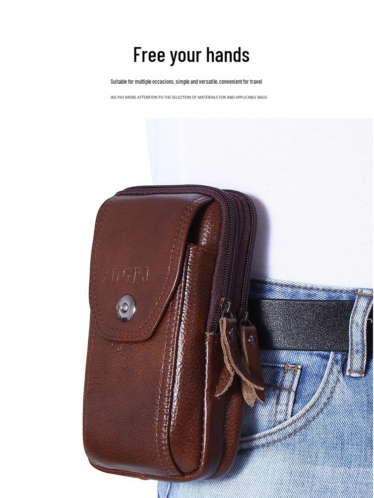 Multifunktionale Crossbody- und Hüfttasche für Herren - Handy- und Münzhalter aus Rindsleder