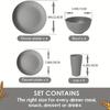 TEMU Wheat Straw 16-Piece Tableware Set: Bowls, Plates, Cups, and Cutlery