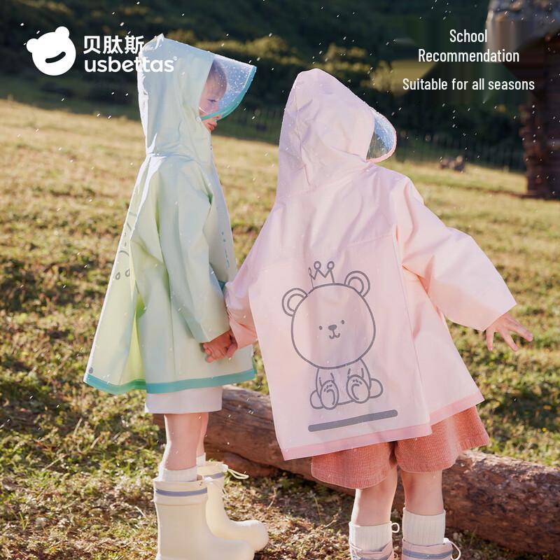 Beipeisi 2025 Kids' Rain Poncho with Backpack Slot