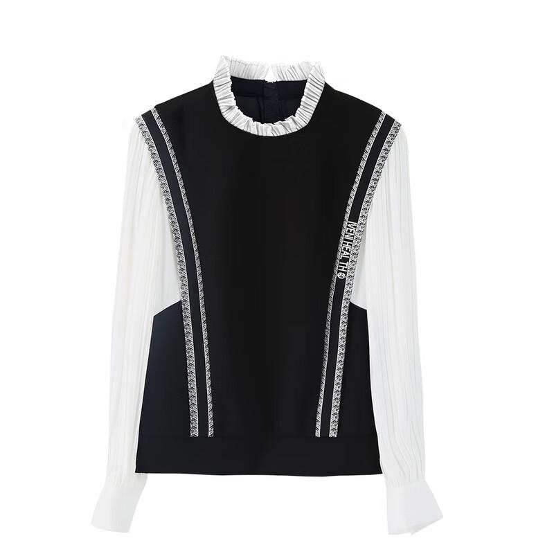 Women s Versatile Faux Two-Piece Long Sleeve T-Shirt S