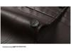 Men's Mid-Length Fleece-Lined Leather Jacket with Turn-Down Collar, Plus Size, Casual Coat