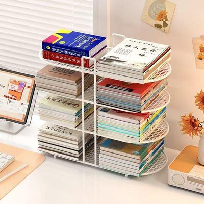 Simple Iron Art Desktop Bookshelf - Office & Student Organizer for Books & Magazines