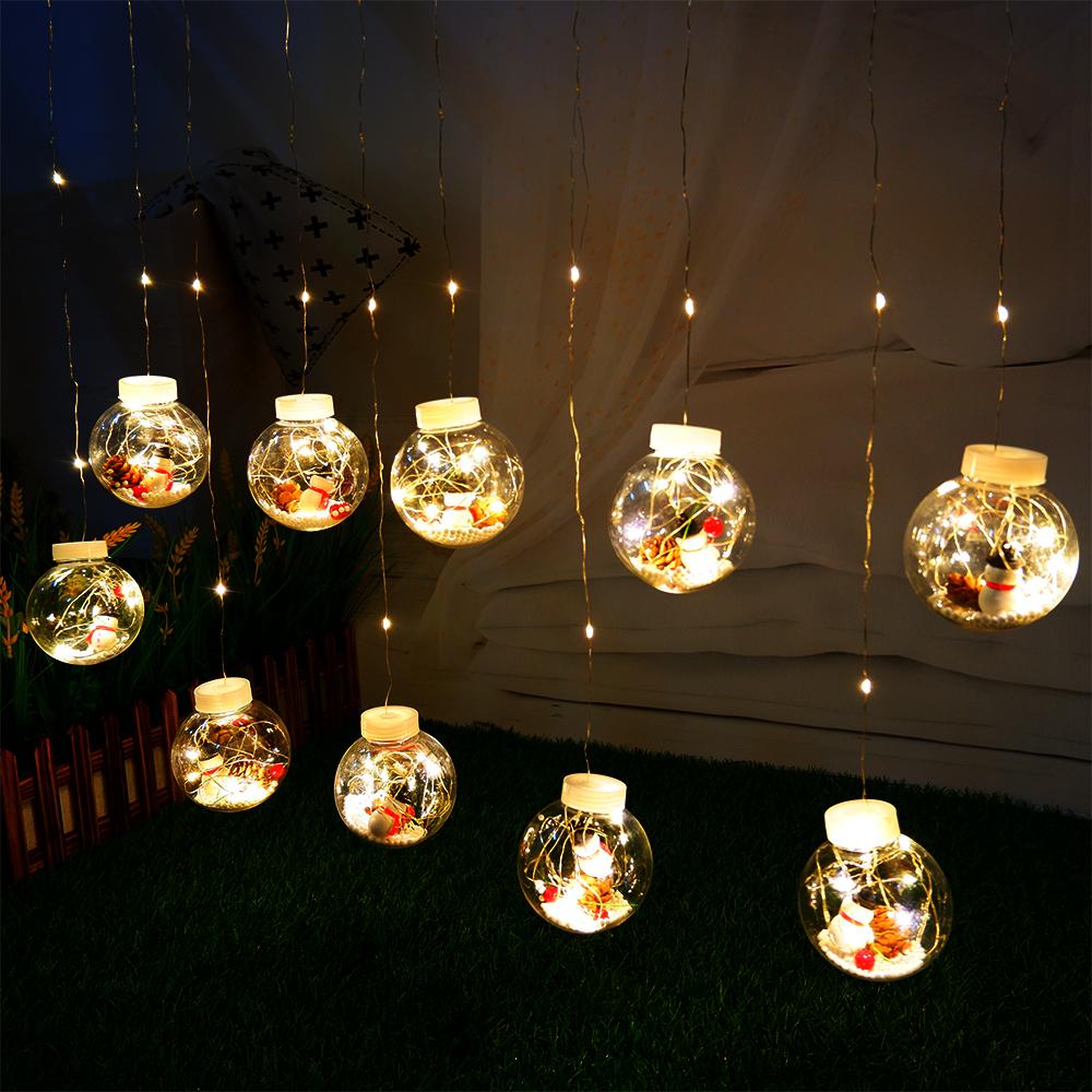 Christmas Transparent Wish Ball Curtain Lights, LED Snowman Decorative String Lights, Holiday Atmosphere Lighting
