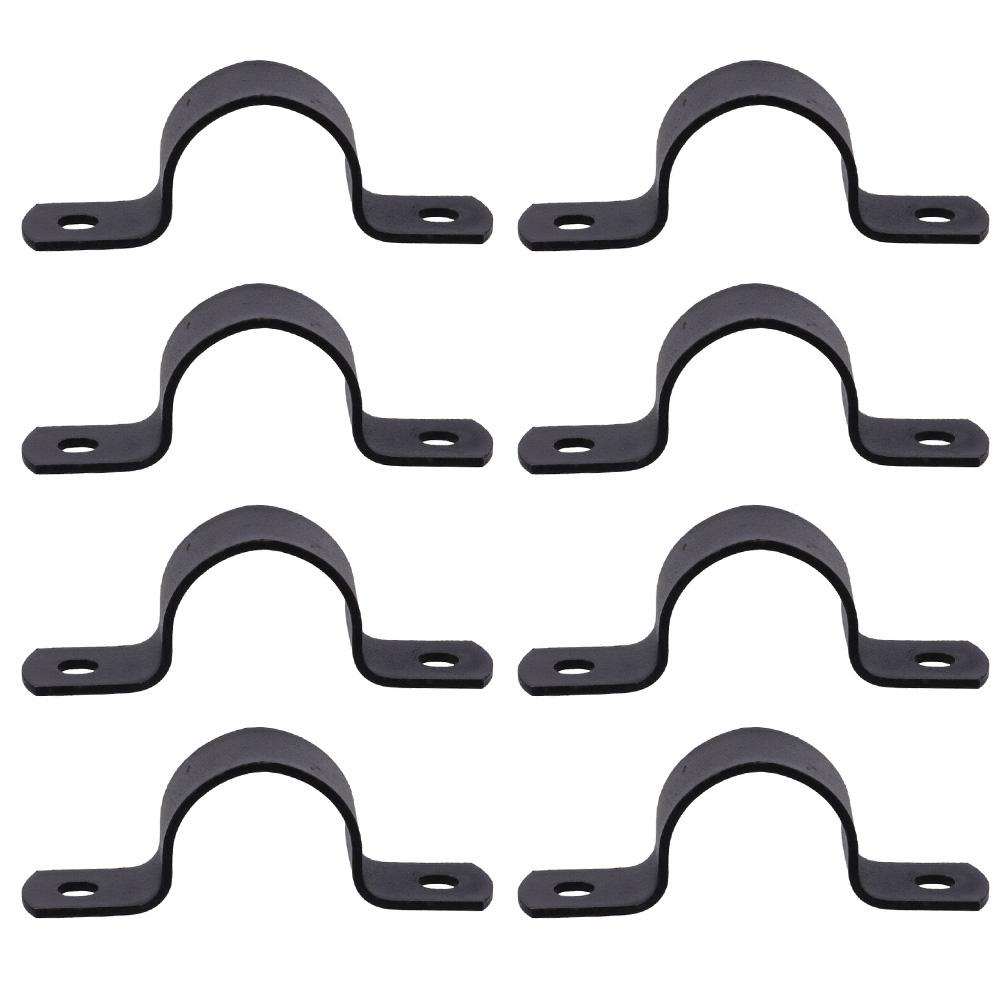 Carbon Steel Two Hole Pipe Strap Black 1 Inches U Bracket Durable Iron Pipe Shelf Bracket  Worker