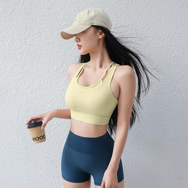 New High-Intensity Shock-Proof Professional Sports Bra with Integrated Fake Two-Piece Design 2026 Yoga Vest Quick-Drying for Women