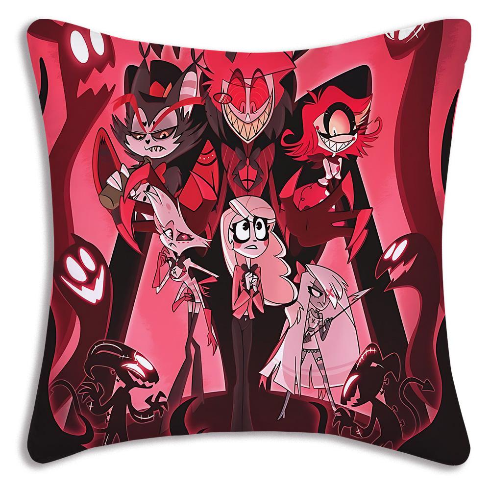 Anime H-Hazbins H-Hotel Pillow Covers Cartoon Sofa Decorative Home Double-sided Printing Short Plush Cute Cushion Cover
