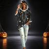 Women's 3/4 Sleeve Hooded Pullover Top with Halloween Print