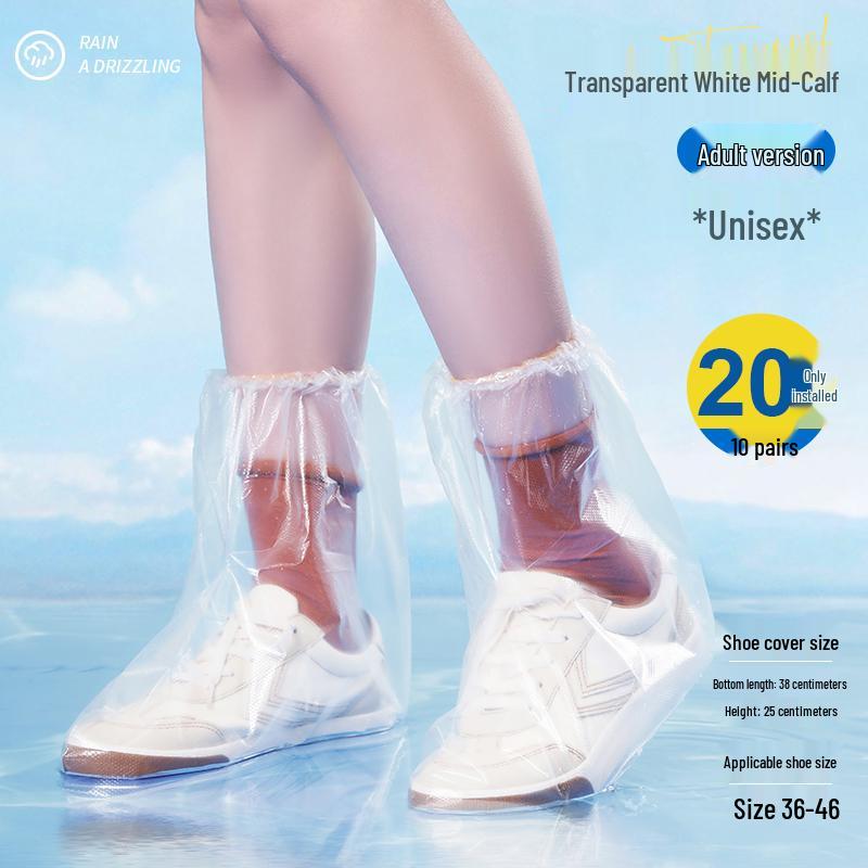Waterproof Non-Slip Transparent Rain Shoe Covers - Thickened, Durable, Mid-High Tube for Outdoor Use
