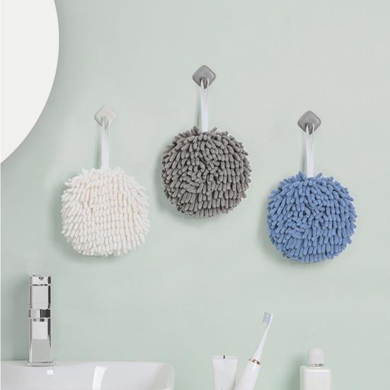 Chenille Hand Towel with Hanging Strap Highly Water Absorbent Soft Superfine Fiber Thickened Reusable Kitchen Bathroom Cleaning Wipe Towel