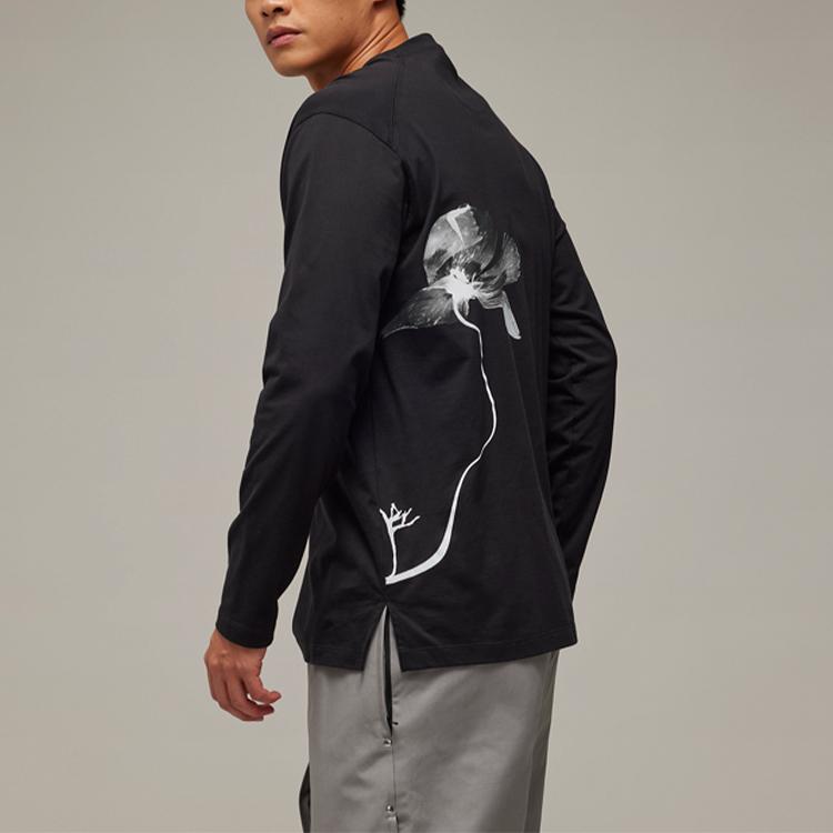 Y-3 SS24 GFX Long Sleeve Tee With Graphic Print Unisex Tops Black IN4351