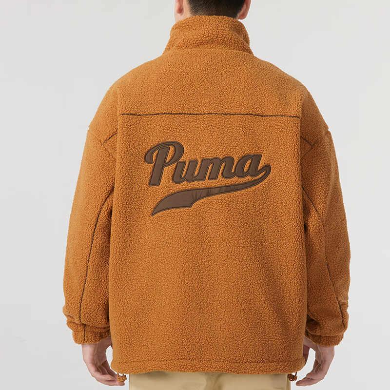 Puma Color Block Pocket Letter Logo Patch Retro Sports Jacket Unisex Jacket Brown 539750-74