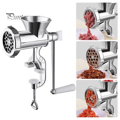 Meat Grinder Manual Mincer Sausage Maker Table Mount Pork Mincer Stainless Steel Adjustable Clamp Kitchen Tool Beef Pork Fish Chicken Sausage Making