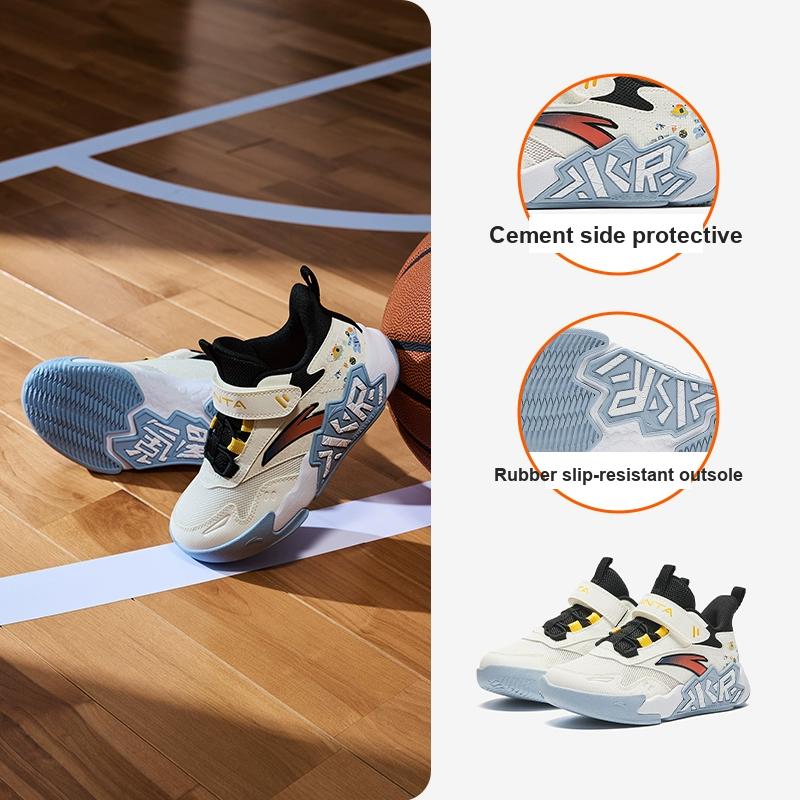 Anta Kids Comfortable Versatile Non-Slip Wear-Resistant Breathable Low-Top Basketball Shoes Kids sneaker White Black A12439902-2