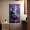 Modern Religious Abstract Buddhism Wall Art Posters and Prints Purple Flowers Buddha statue Canvas Painting Home Decor