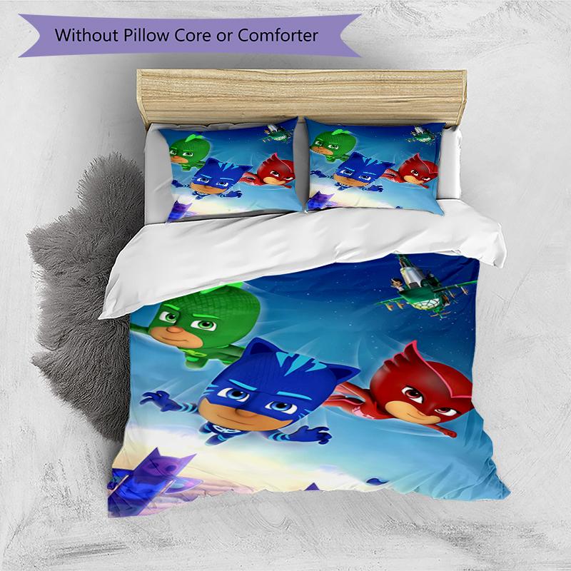 3pcs PJ Marks2 Design Cover Set - HD Printed Bedding with 1 Cover and 2 Pillowcases - Perfect for Home and Dorm Decor