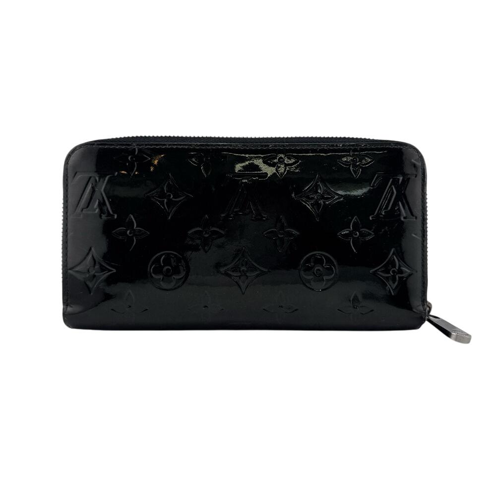 Louis Vuitton M90075 Round Zip Wallet Vernis PVC Purse Black PVC Used