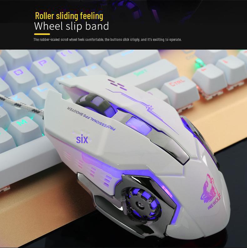 Free Wolf V5 Wired Gaming Mouse - Luminous Mechanical Design