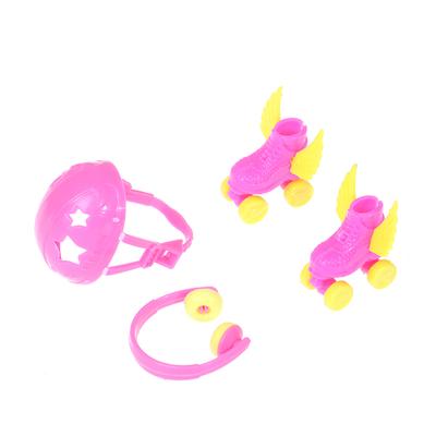 4Pcs Dekorative Rollschuh Phantasie Puppe Schuhe Headset Helm Für Kinder