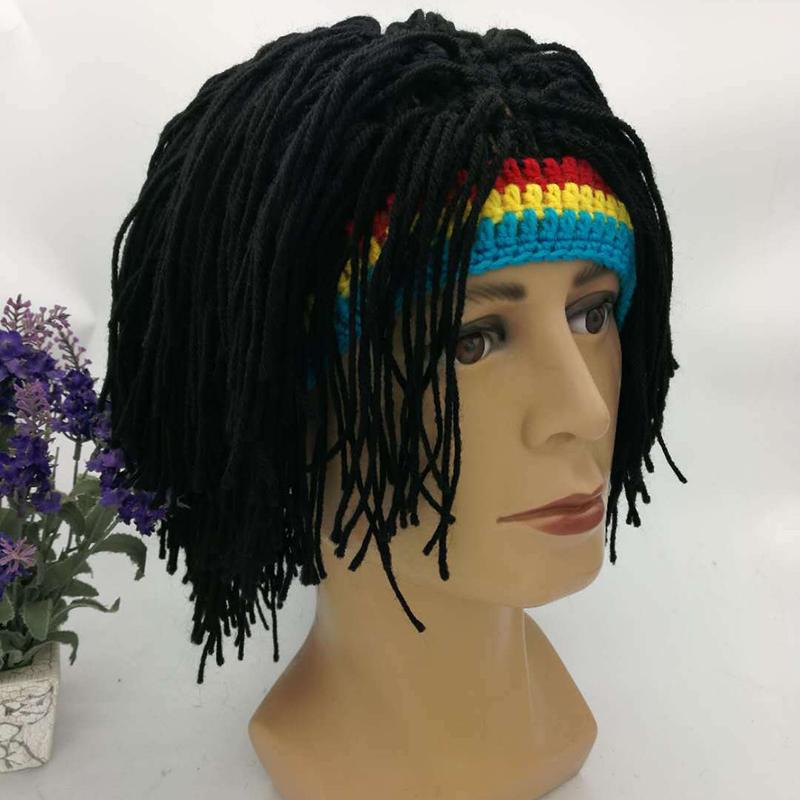 Rasta-Perücke, Beanie-Mütze für Männer, handgefertigt, gehäkelt, warme Wintermütze, Gorros, Halloween, Feiertag, Geburtstag, Geschenke, lustige Party-Sturmhaube