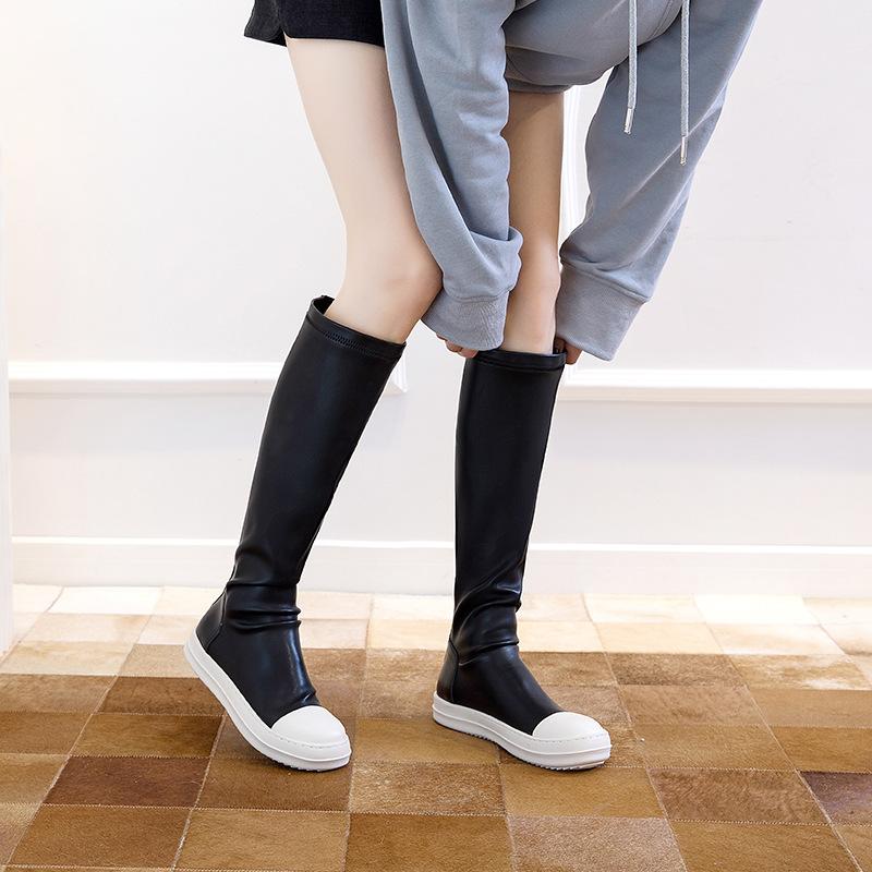 Chunky Platform Pu Leather Knee High Boots Women Shoes Woman Retro Punk Height Increasing Long Boots Lace Up Booties Mujer 2025