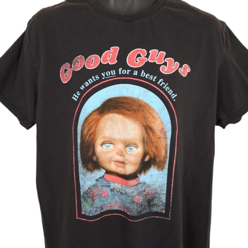 Chucky Childs Play 100% Cotton T-shirt Mens Tees Top Mens Size XL Black Good Guys Horror Movie Tee XL