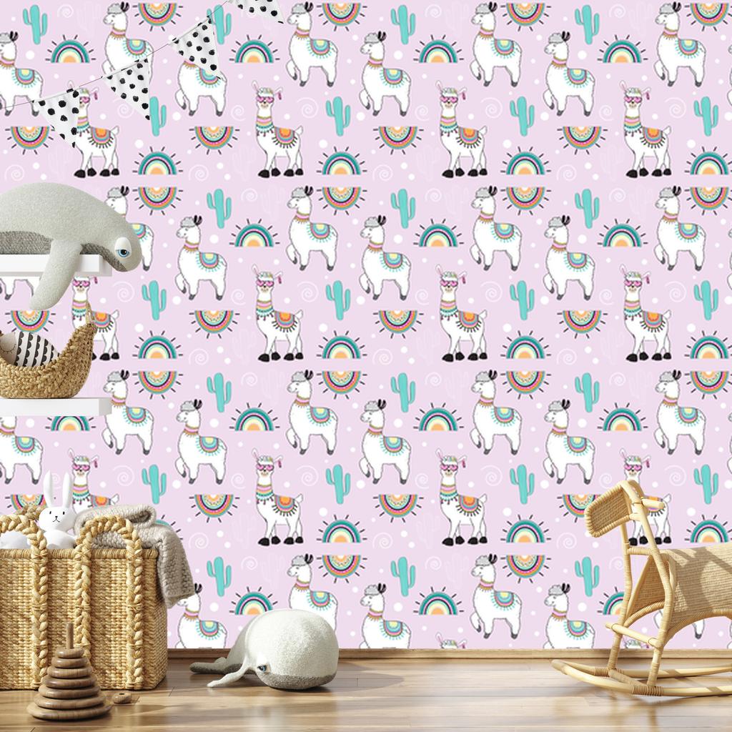 Wallpaper Llama cacti plants for living room and bedroom 50x1000