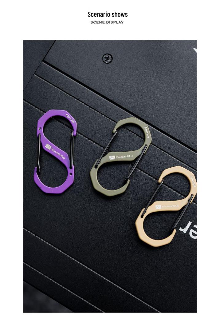 S-shaped Stainless Steel Tactical Carabiner Keychain for Camping and Climbing