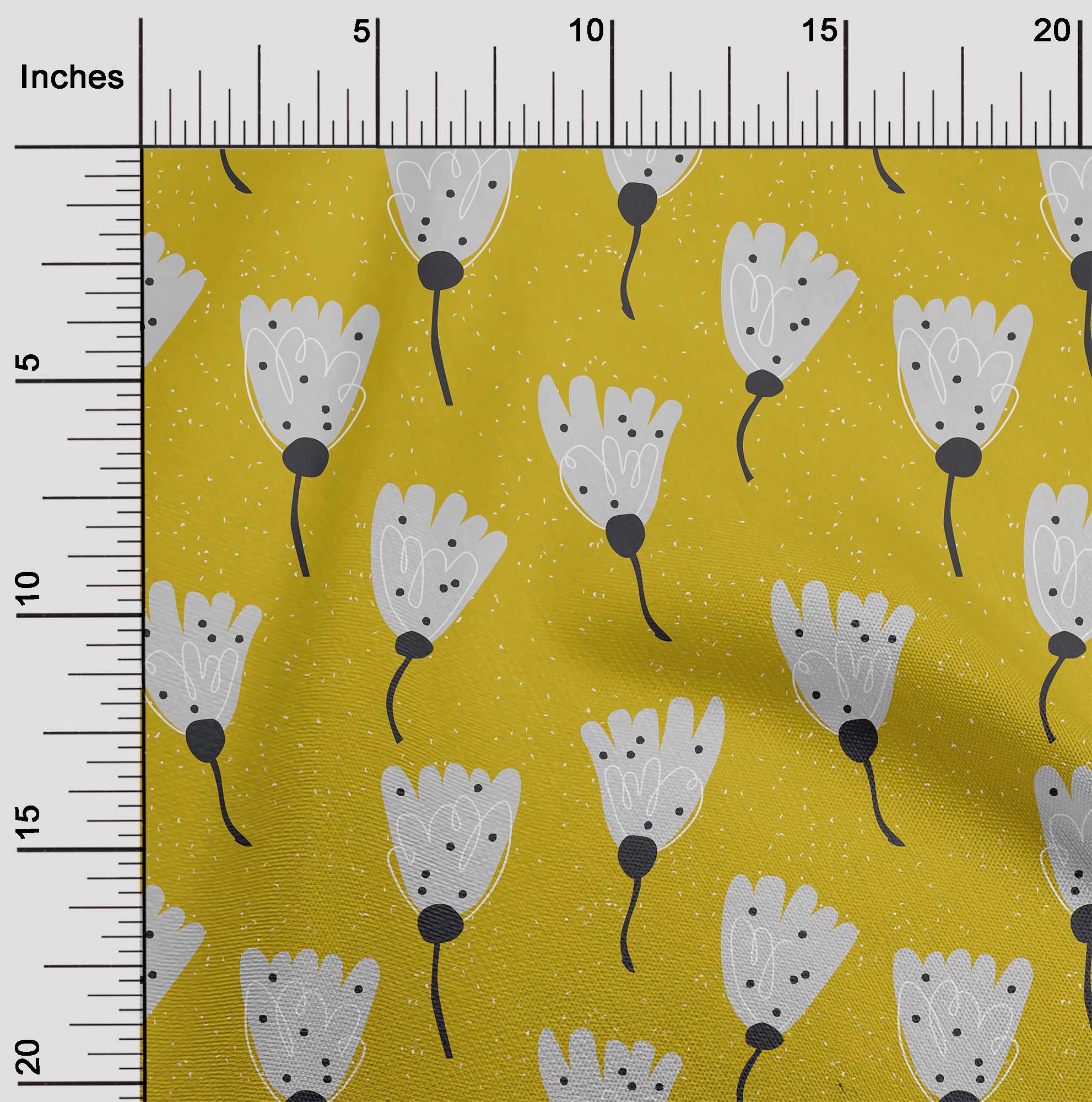 

OneOone Cotton Flex Green Fabric Художнє квіткове стьобання Тканина для шиття з принтом у дворі 40 дюймів 42 Inch Wide - Viscose Chiffon жовтий