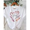 European Size Women'S  Crew Neck Short Sleeve Casual Graphic T-Shirt Top - PLUS SIZE S-3XL Boho Chic Heart Print T-Shirt, White Casual