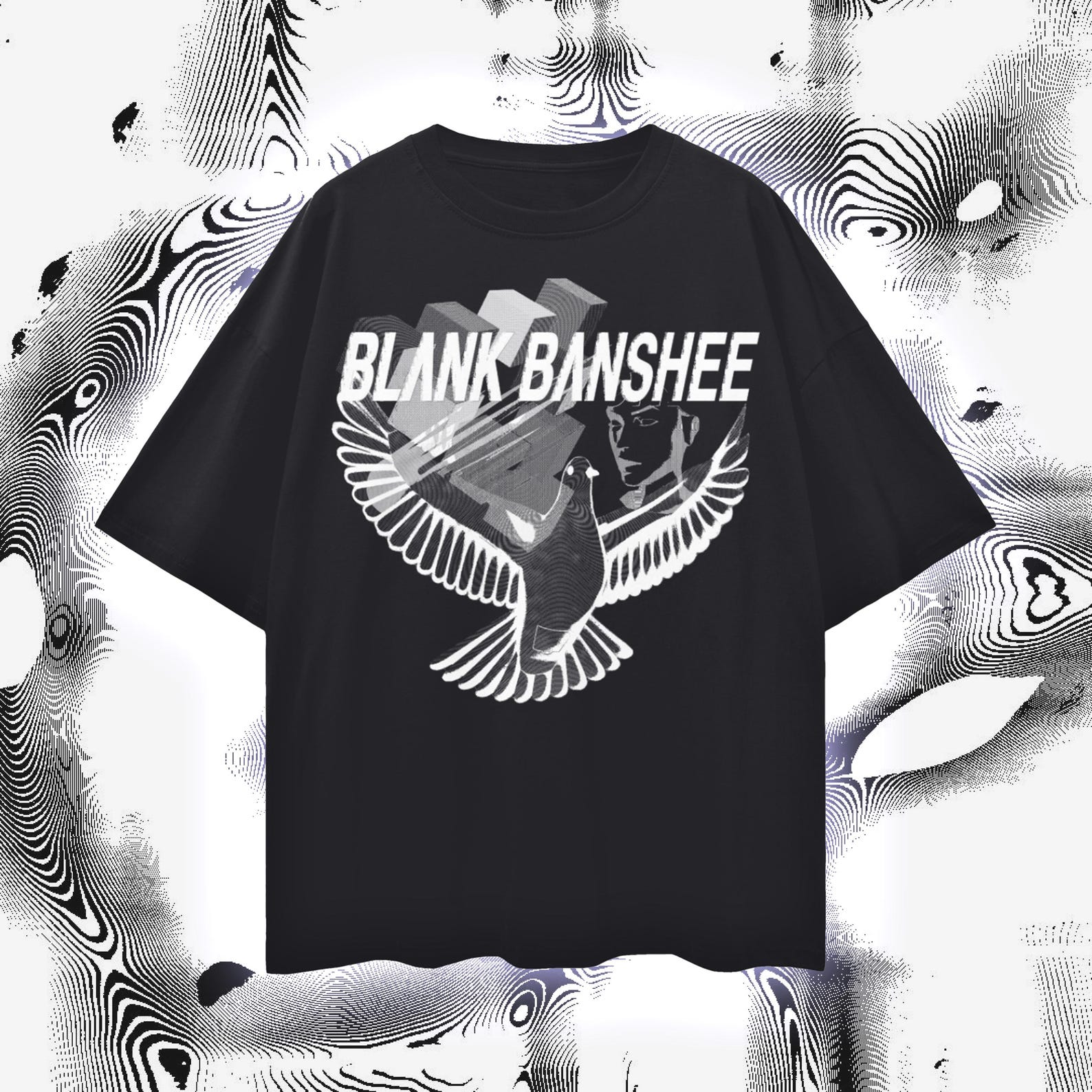 Blank Banshee Graphic Tee: Oversized Vaporwave 100% Cotton S