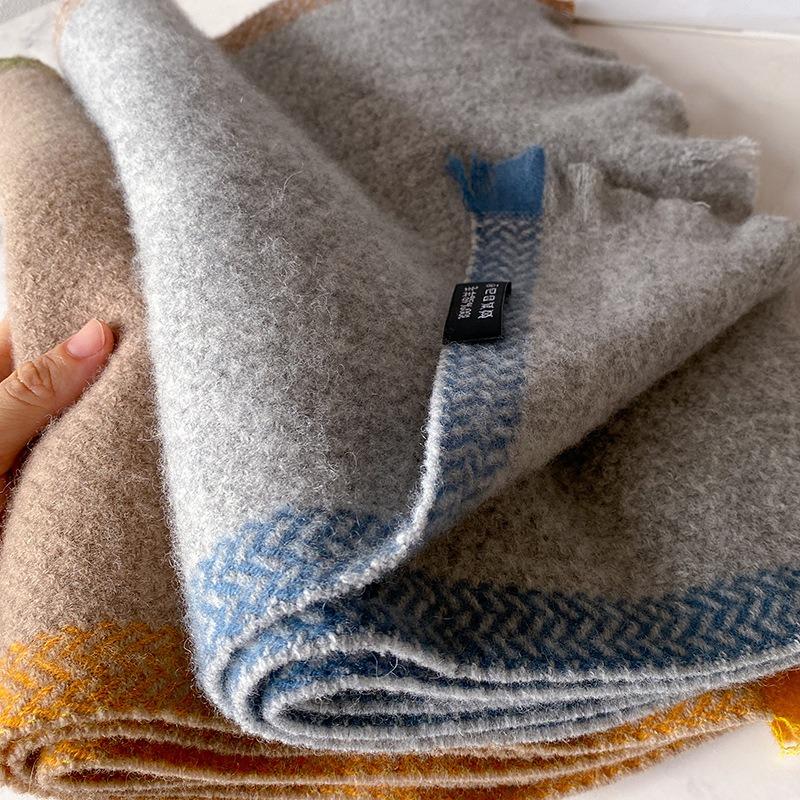 Pure wool scarf women's autumn and winter birthday gift high-end new versatile knitted warm shawl scarf
