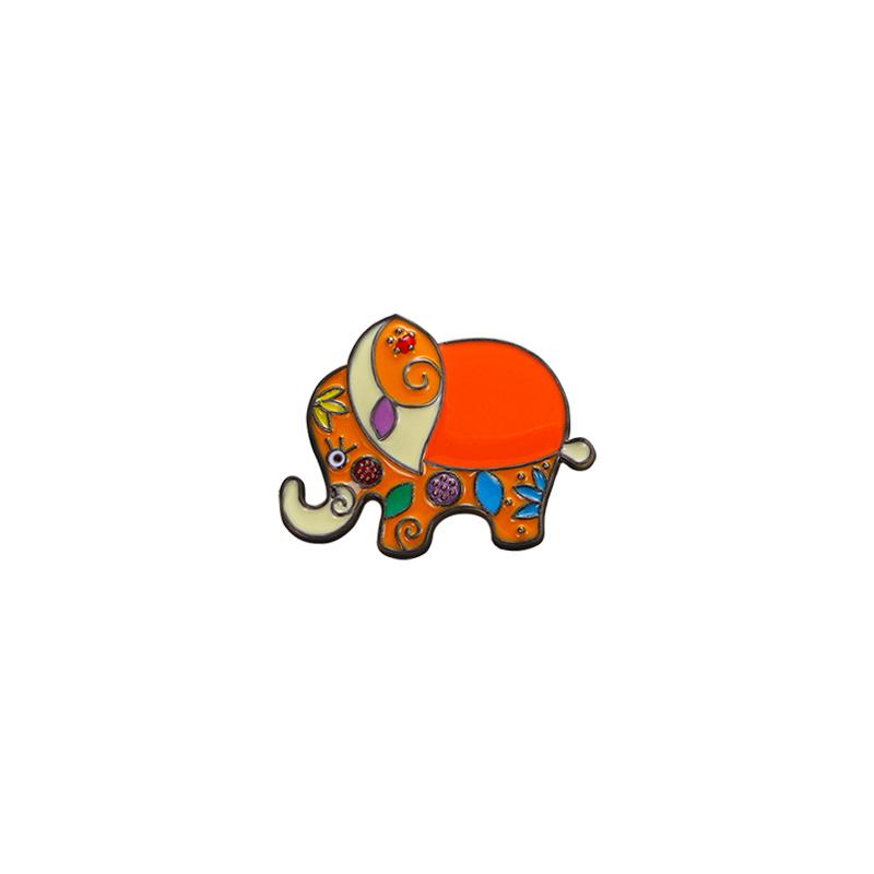 Pretty Colorful Elephant Shaped Crystal Pins Red Orange Blue Purple Colors Pattern Elephant Brooches For Animal Lovers Gift
