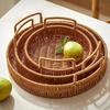 Plastic Imitation Handwoven Rattan Basket with Handle Wicker Basket  Food Storage